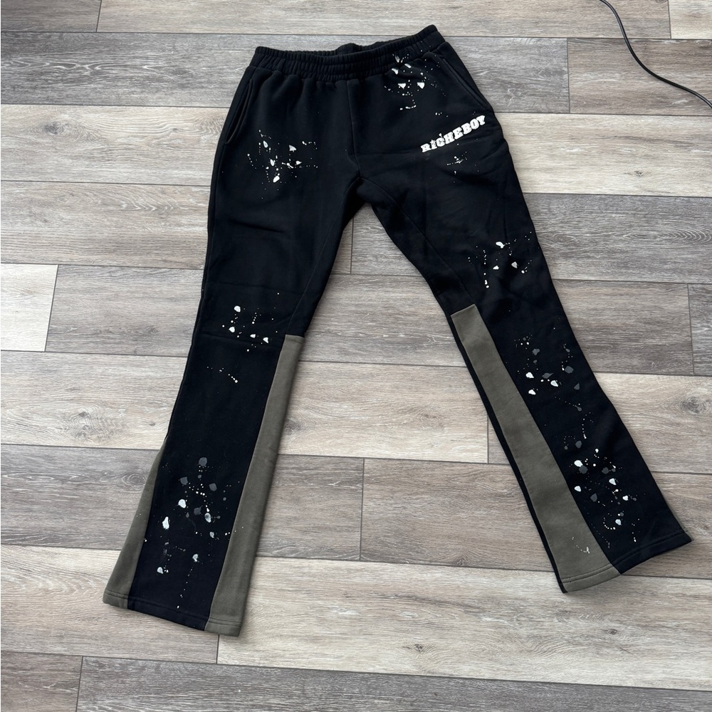 RICHEBOY Black and Gray Splatter Sweatpants